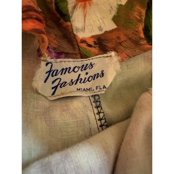 VINTAGE FAMOUS FASHION MIAMI FL FLORA BELT FULL SKIRT DRESS SZ S - Picture 3 of 4